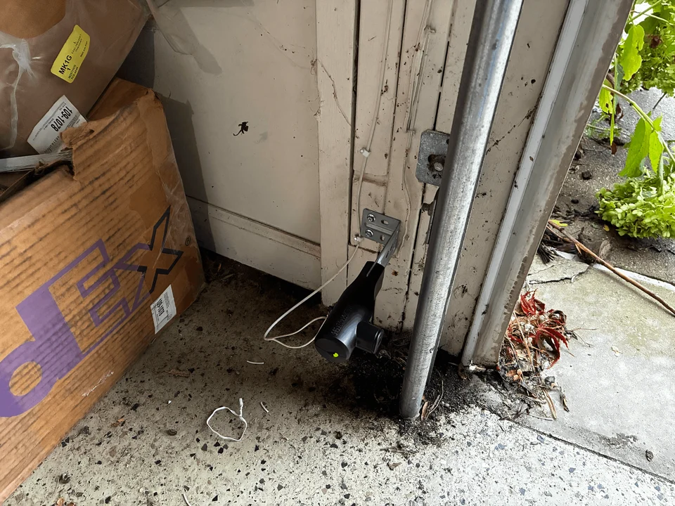 New left garage door safety sensor installation