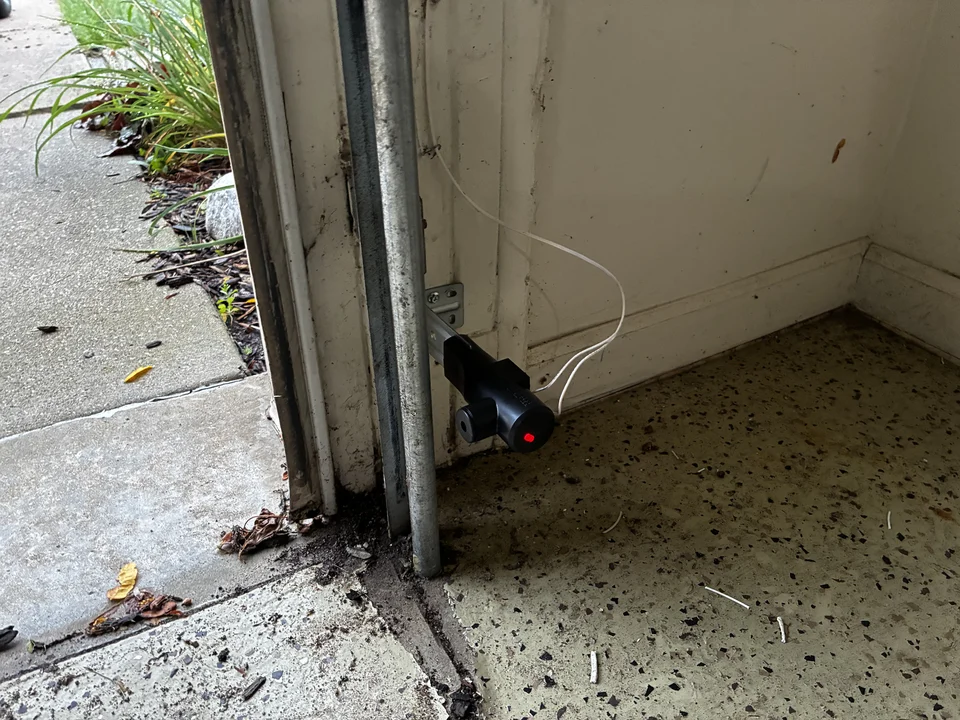 New right garage door safety sensor installation