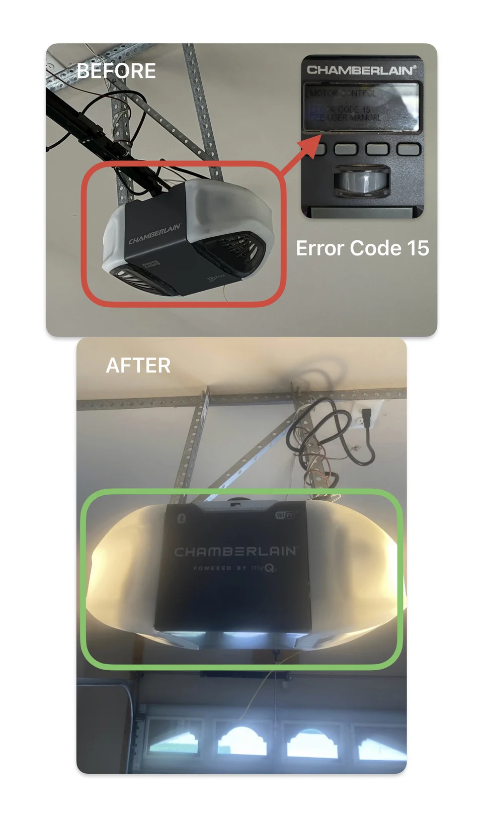 New WiFi garage door opener installation overhead